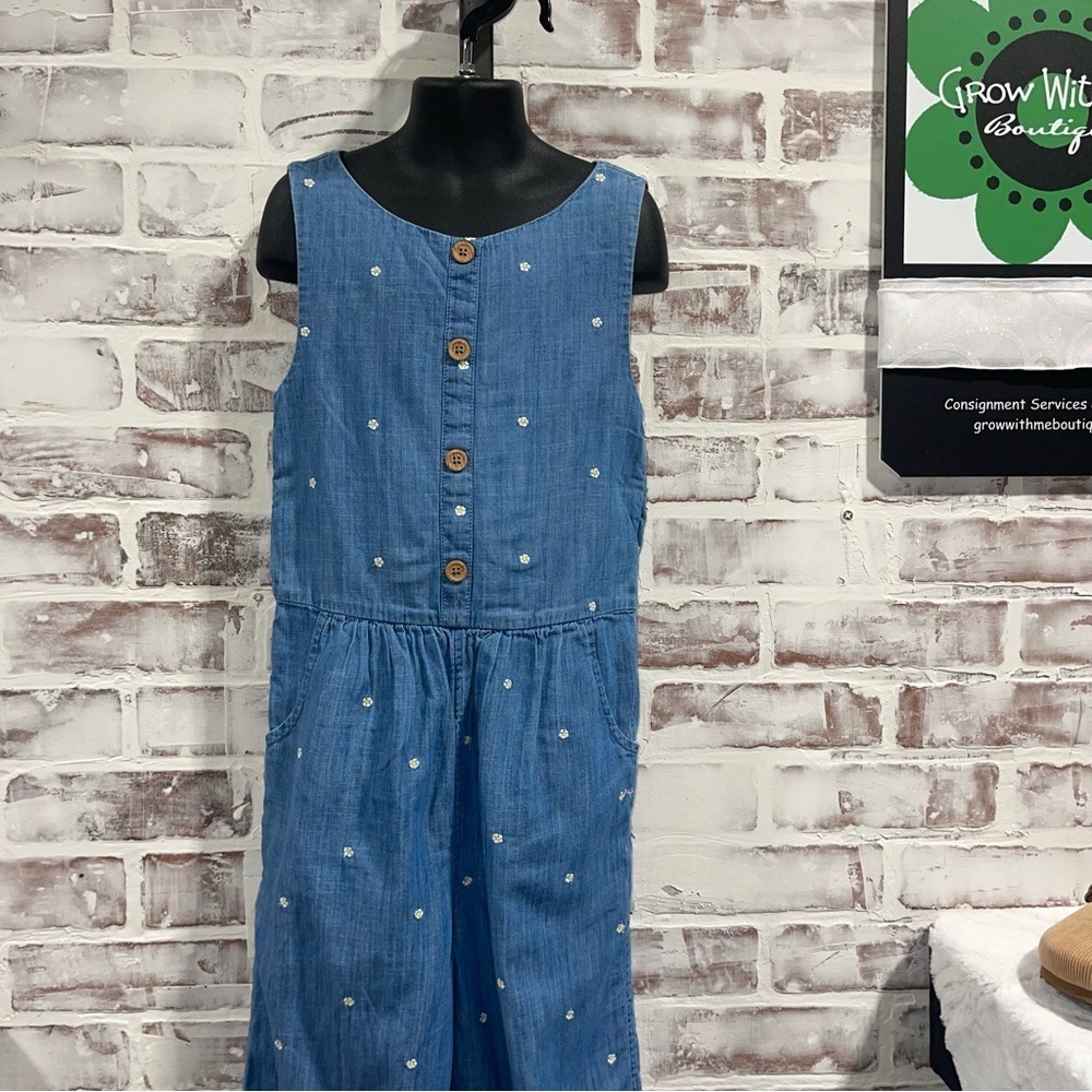 Mini boden Blue Sleeveless Jumpsuit with Button Details kids 8/9
